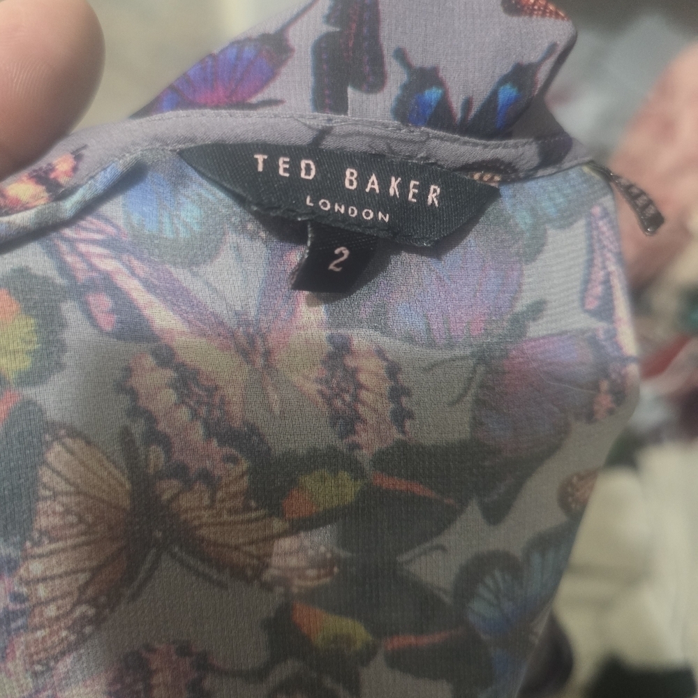 Ted Baker Multicolor Butterfly Ruffle Blouse - Picture 4 of 4
